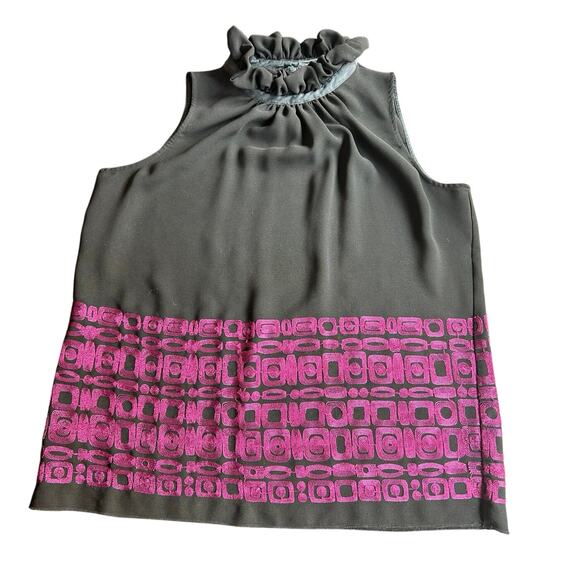 Y2K - XL - Halter- Blouse- ruffles- pink purple embroidery design- some wear - Picture 1 of 6
